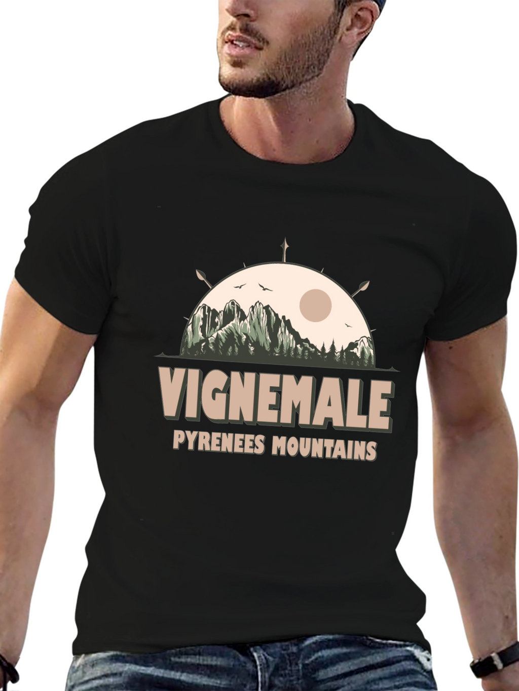 Vignemale Pyrenees Mountains Graphic Tee - Black