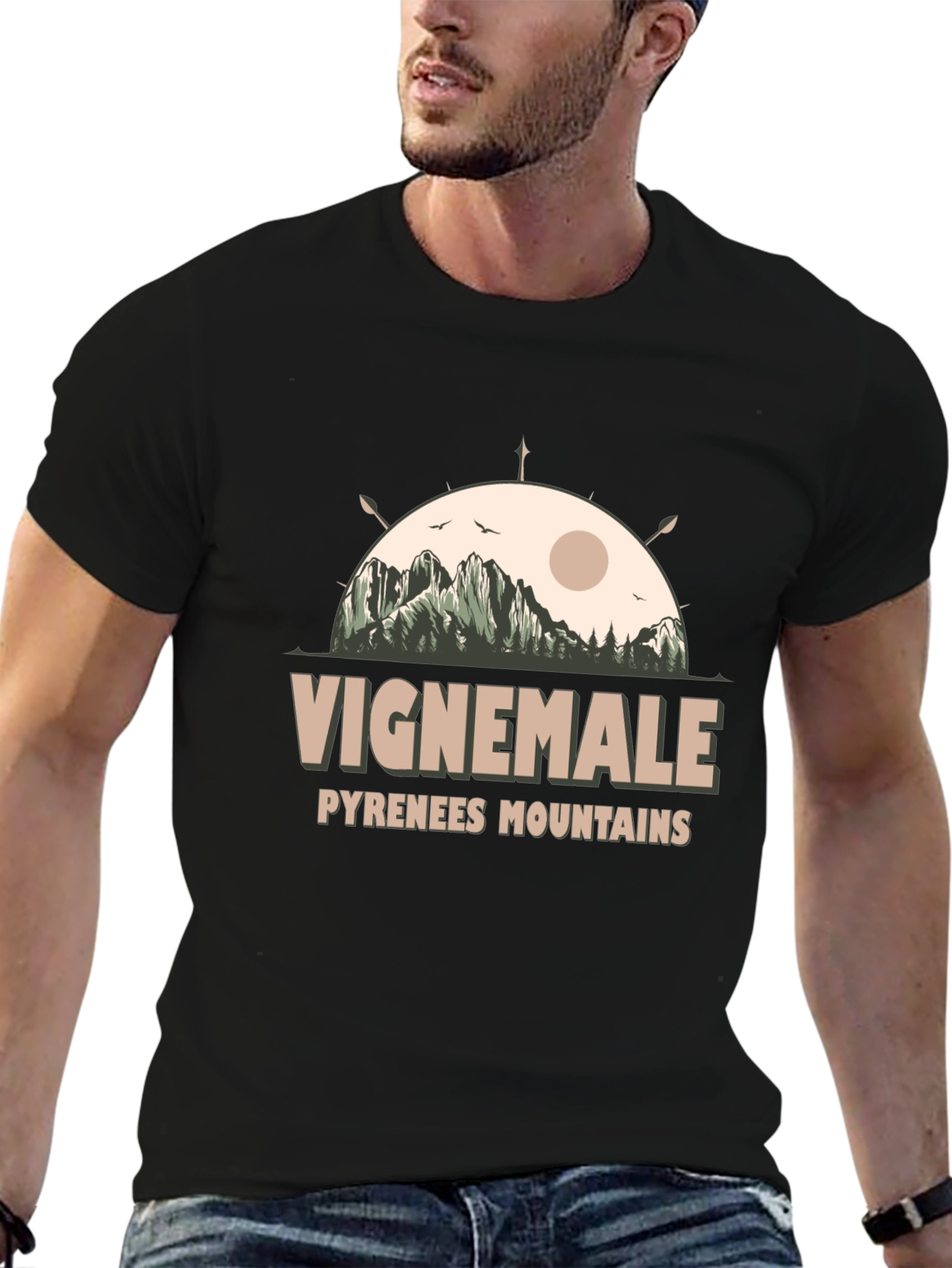Vignemale Pyrenees Mountains Graphic Tee - Black