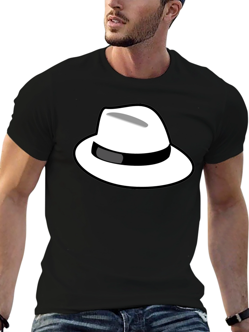 Cool Hat Graphic Tee - Black Cotton T-Shirt