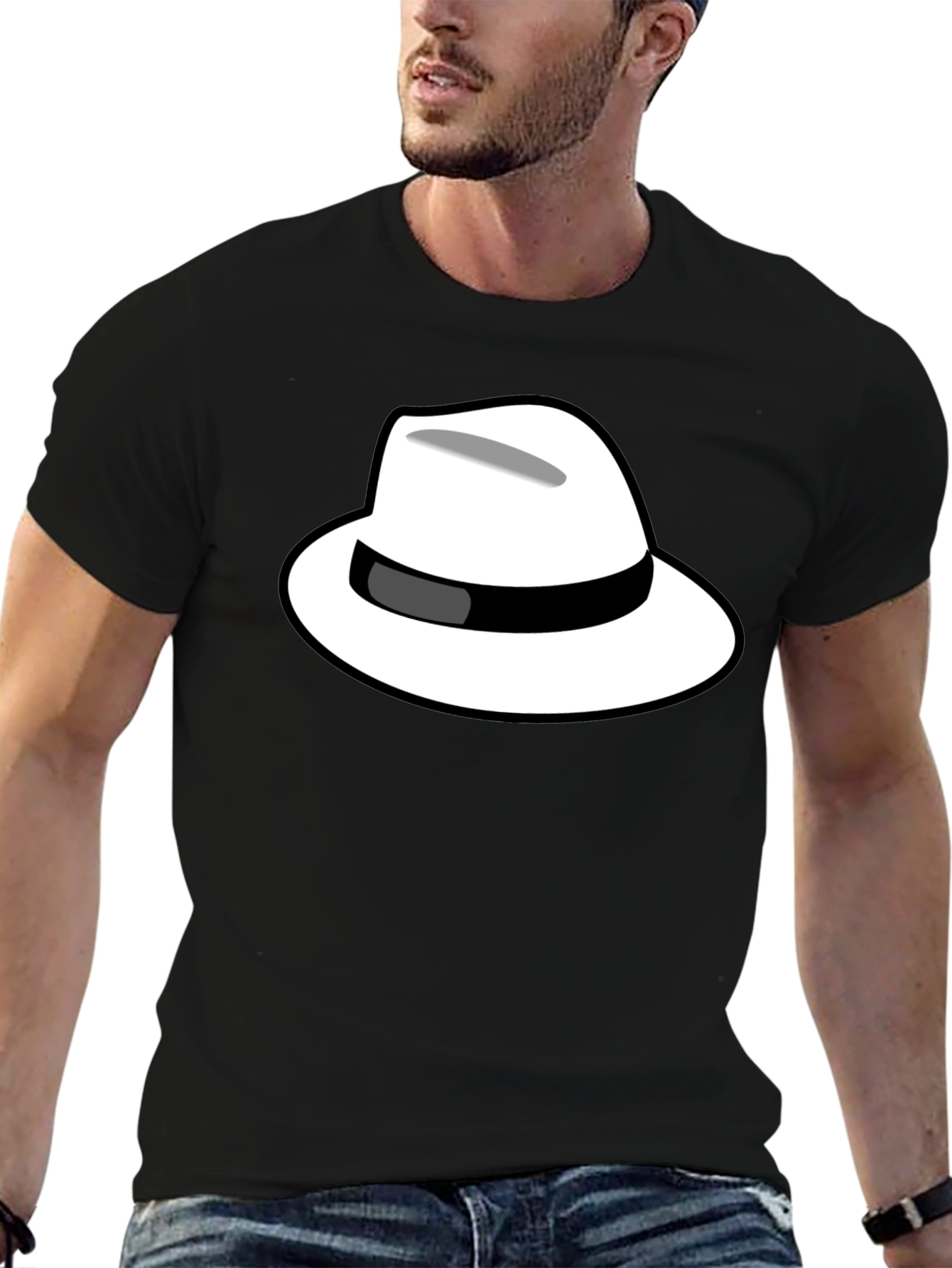 Cool Hat Graphic Tee - Black Cotton T-Shirt