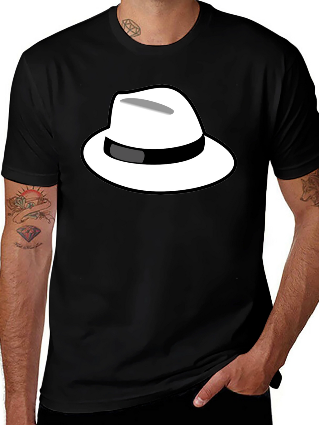Cool Hat Graphic Tee - Black Cotton T-Shirt