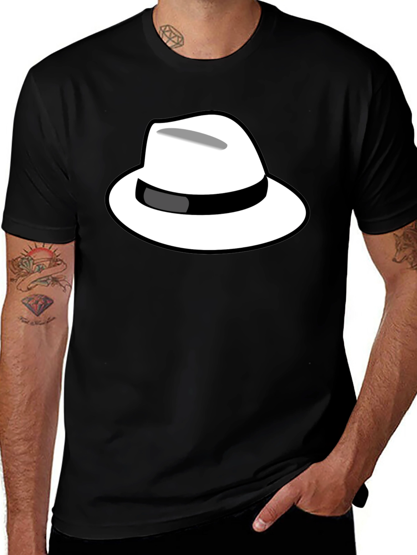 Cool Hat Graphic Tee - Black Cotton T-Shirt