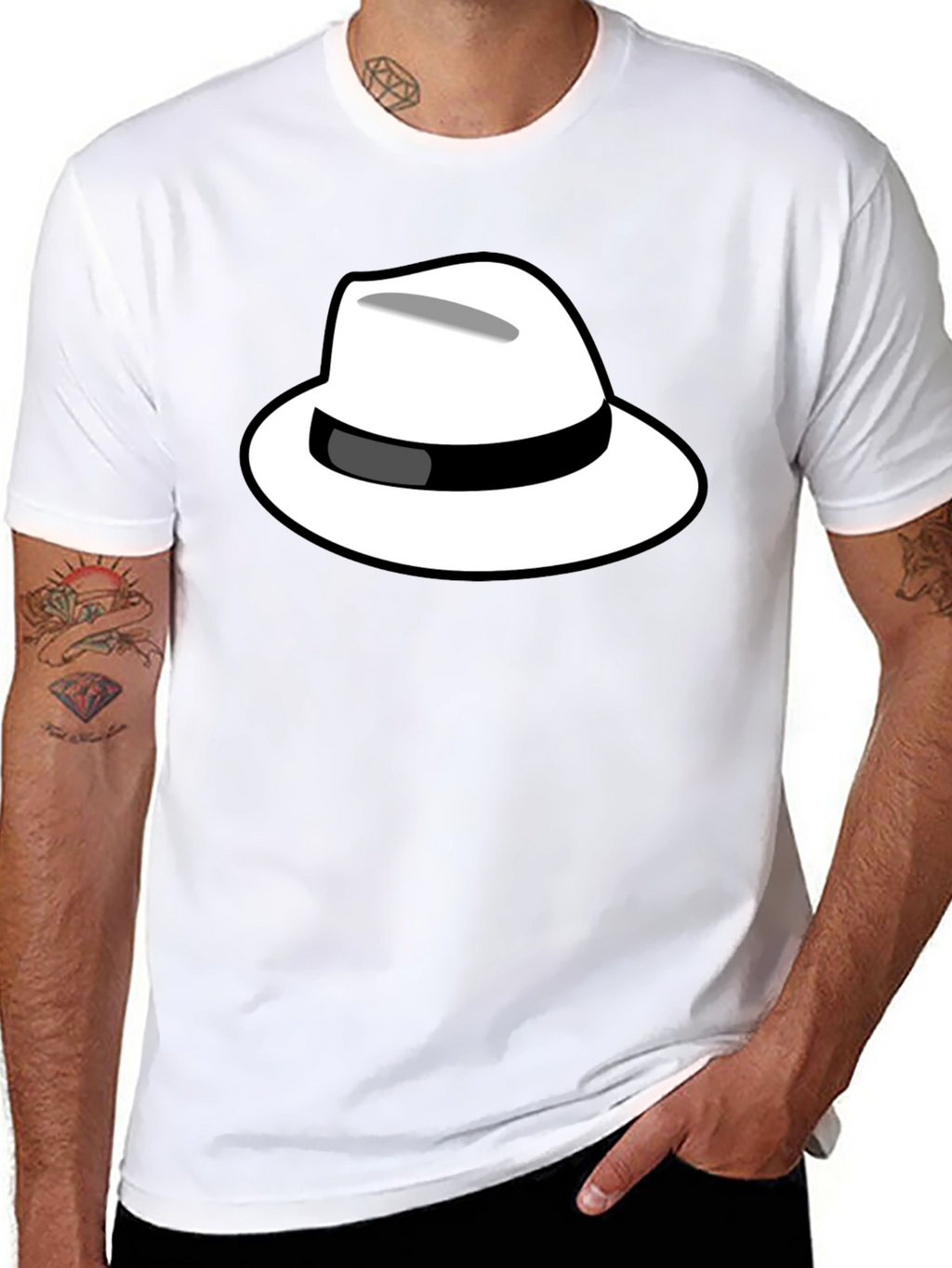 Cool Hat Graphic Tee - Black Cotton T-Shirt