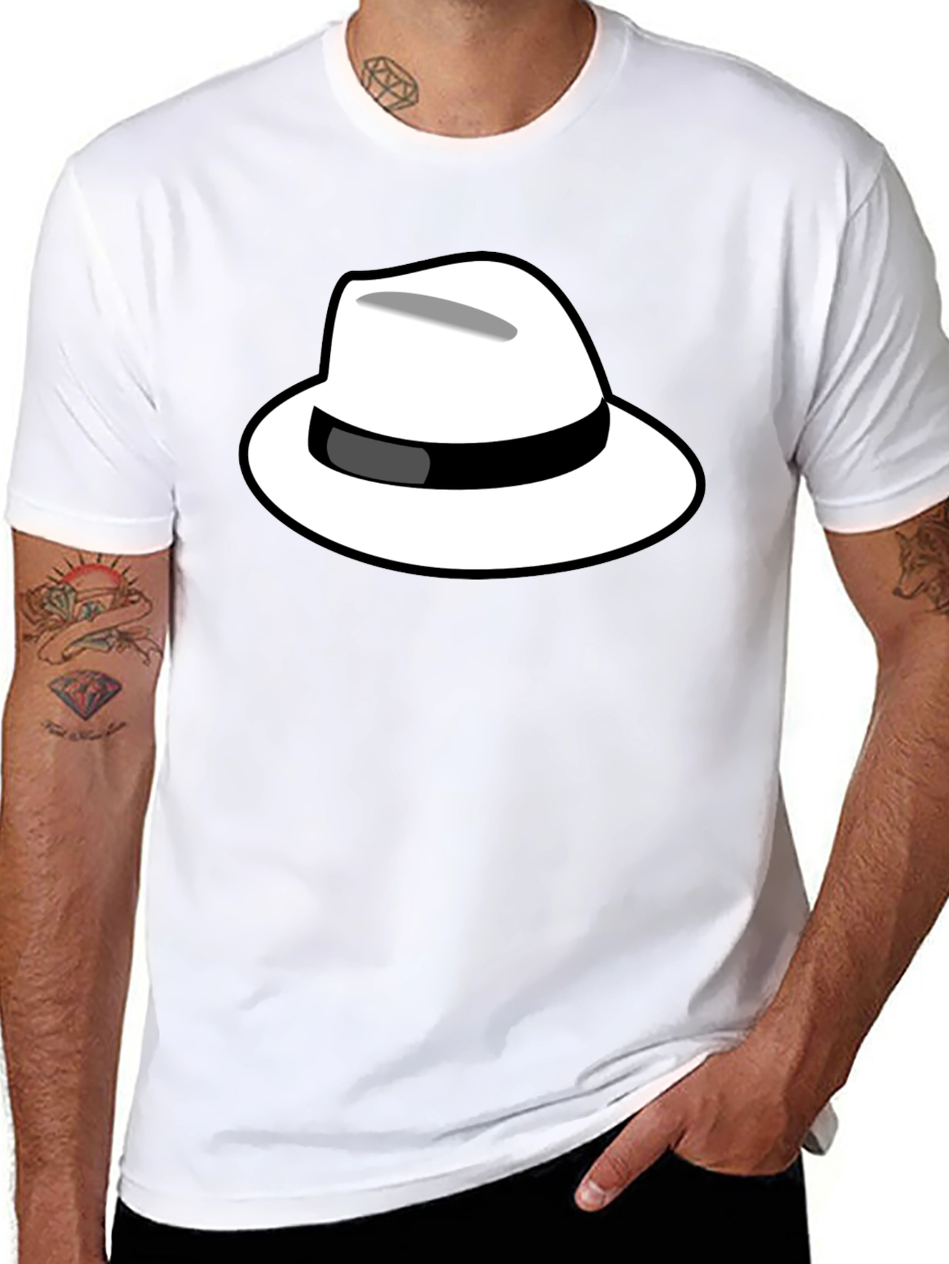 Cool Hat Graphic Tee - Black Cotton T-Shirt