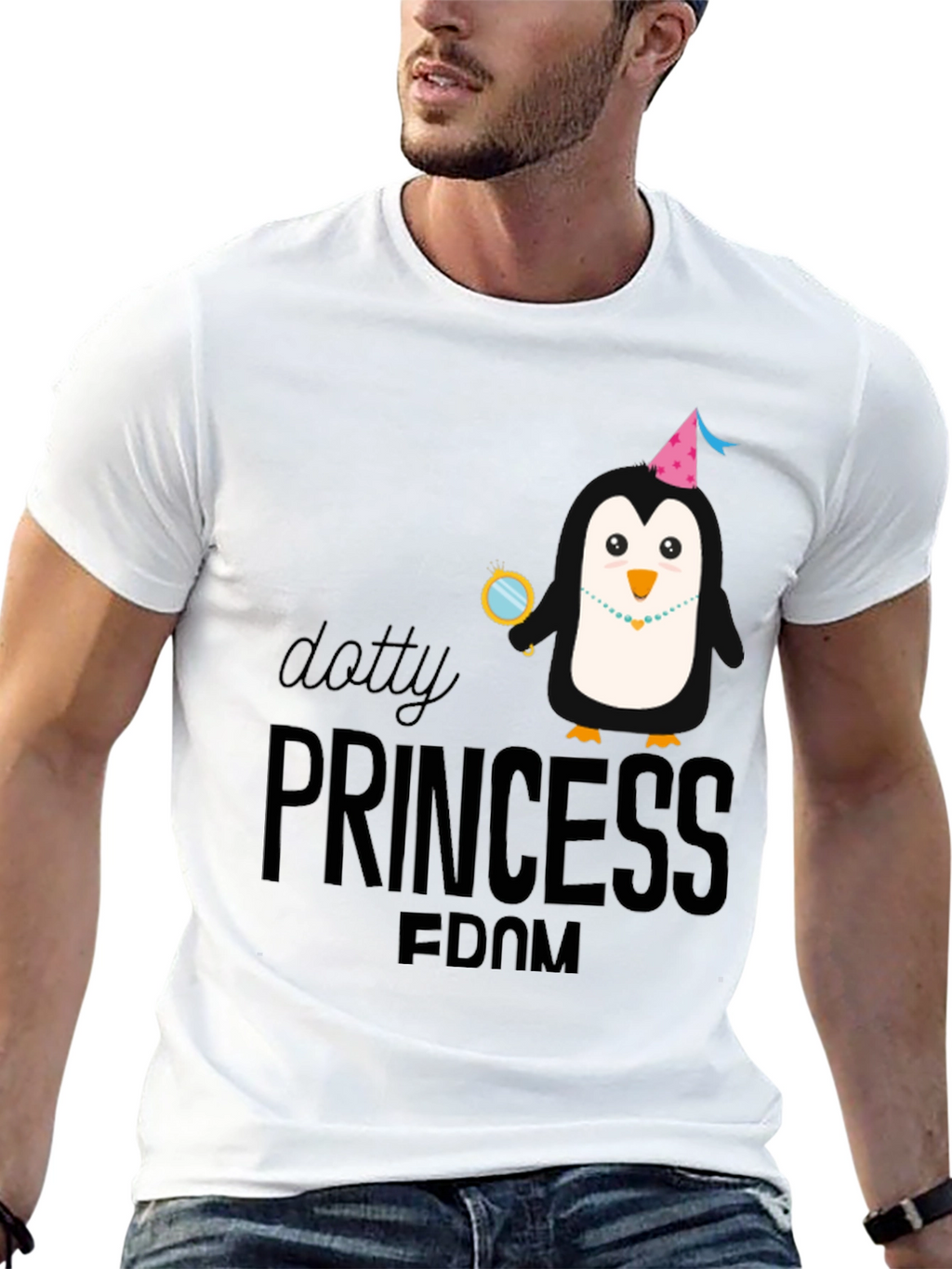 Dotty Princess Penguin Black T-Shirt