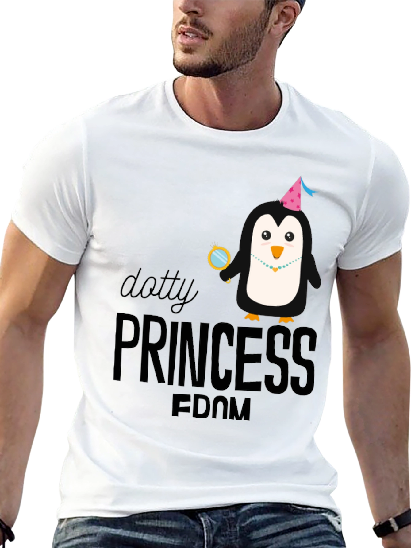 Dotty Princess Penguin Black T-Shirt