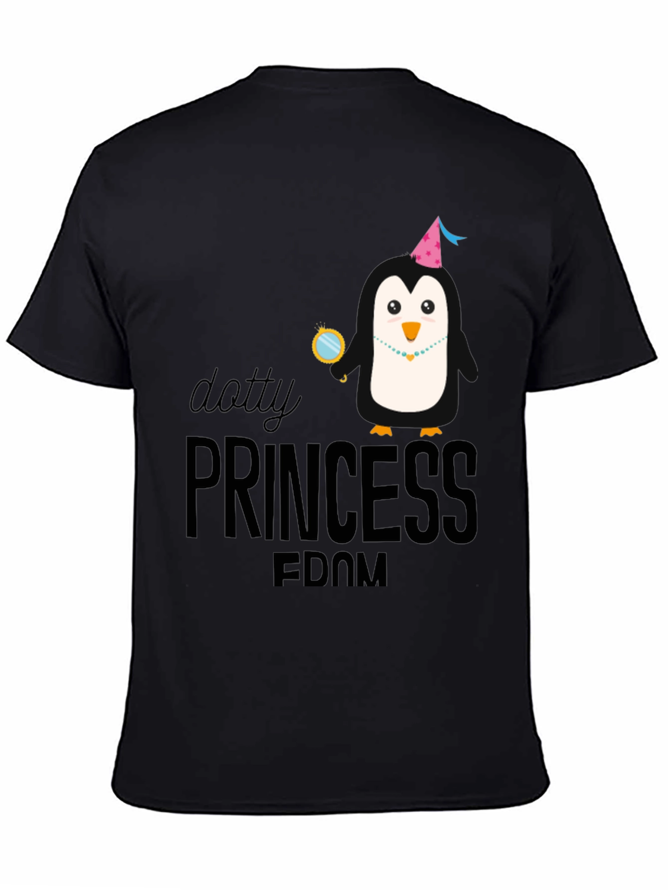 Dotty Princess Penguin Black T-Shirt