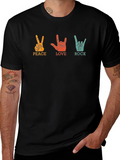 Peace Love Rock Graphic Tee - Classic Black T-Shirt