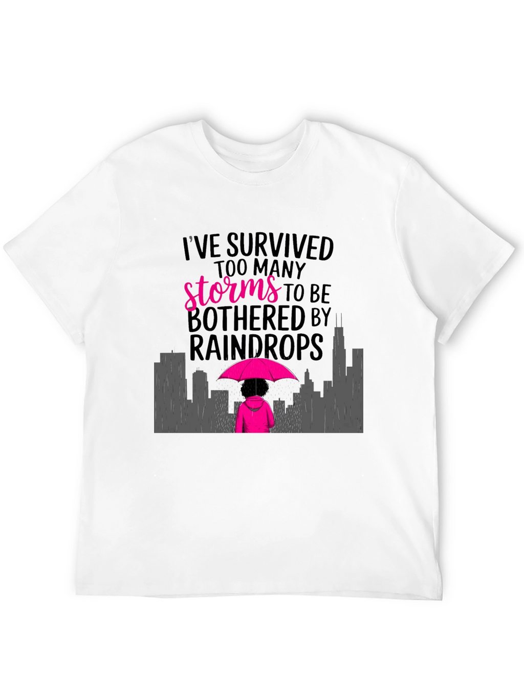 Survivor Graphic Tee: Storms & Raindrops Design