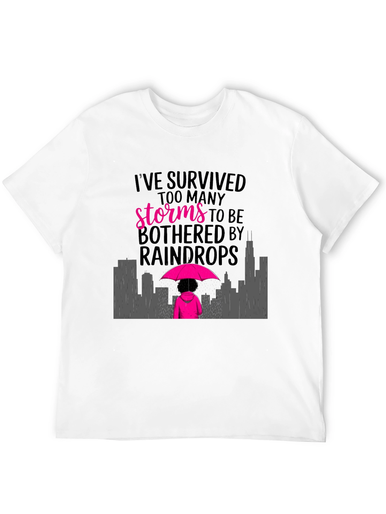 Survivor Graphic Tee: Storms & Raindrops Design