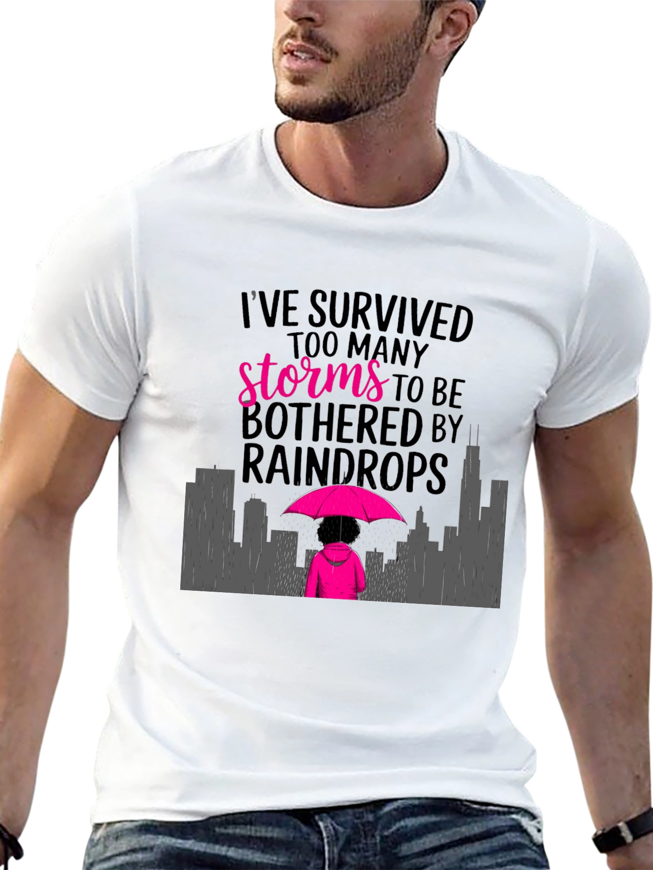 Survivor Graphic Tee: Storms & Raindrops Design