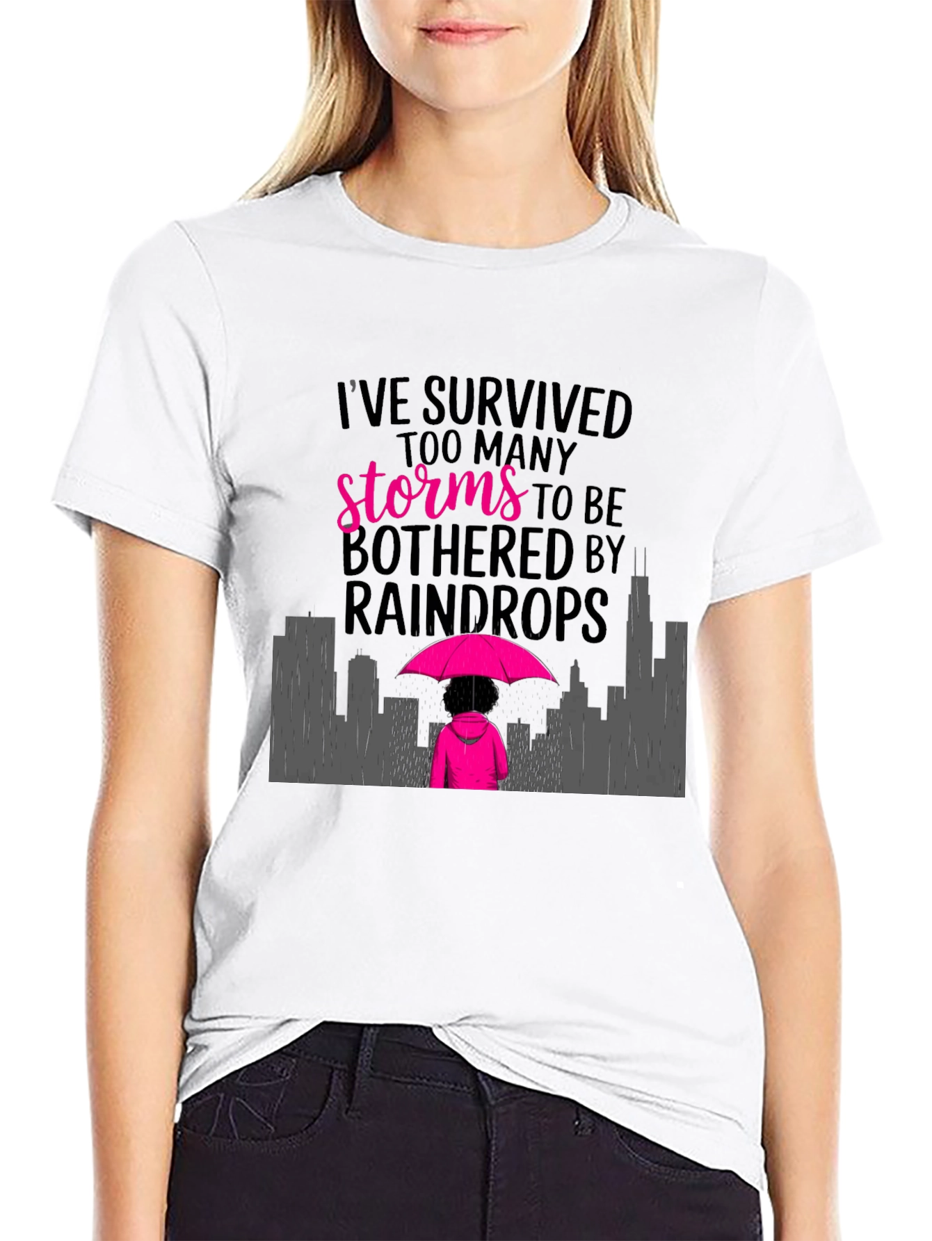 Survivor Graphic Tee: Storms & Raindrops Design