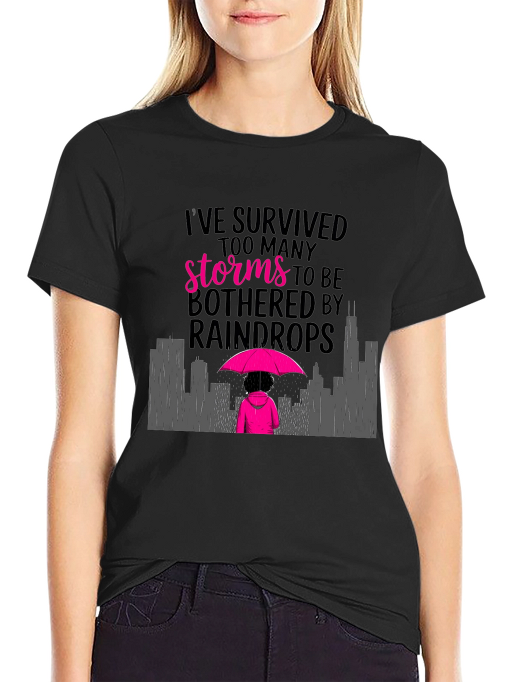 Survivor Graphic Tee: Storms & Raindrops Design