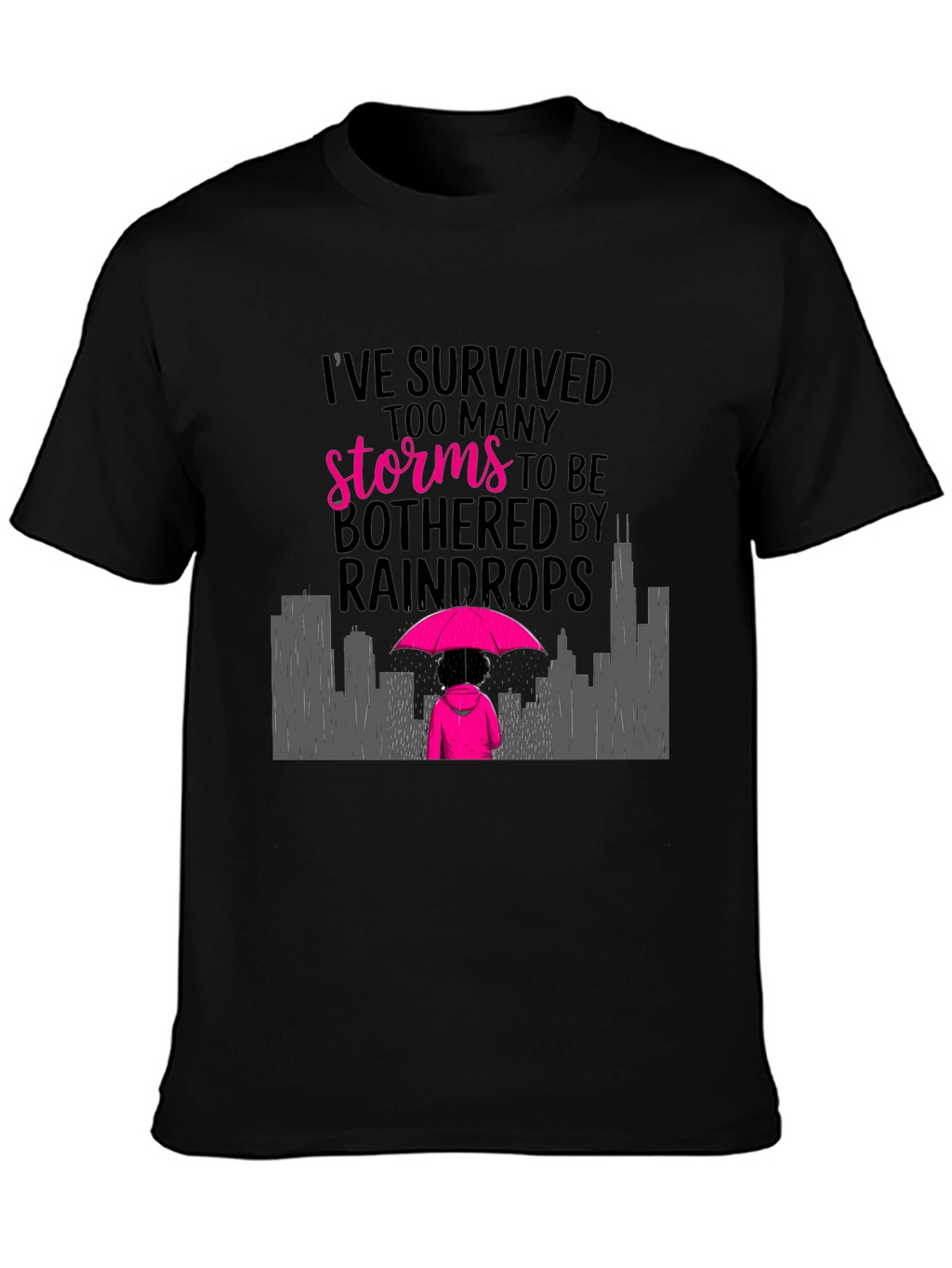 Survivor Graphic Tee: Storms & Raindrops Design