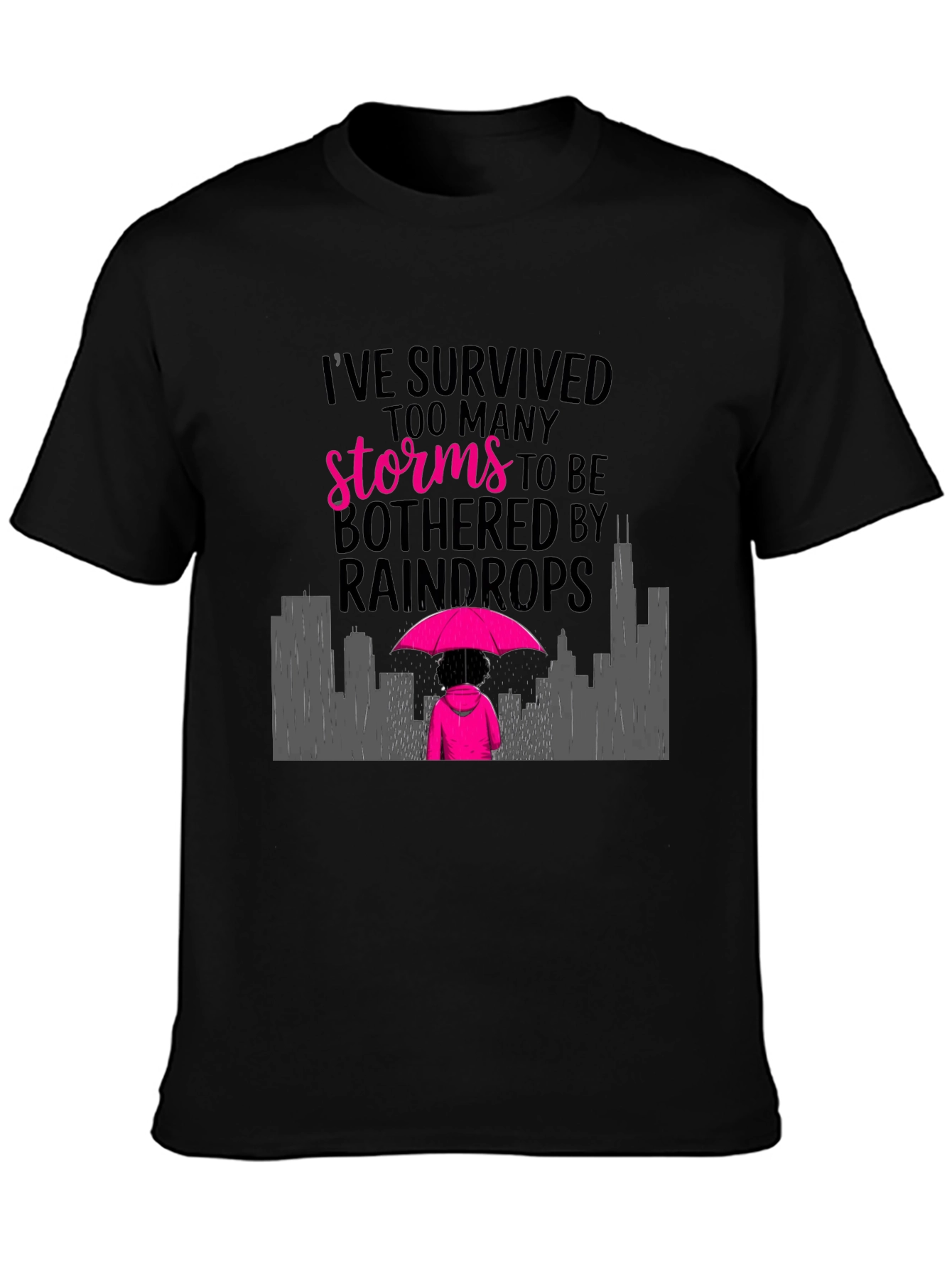 Survivor Graphic Tee: Storms & Raindrops Design