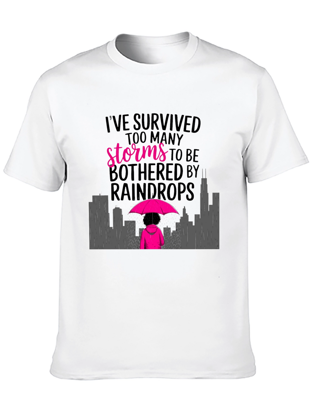 Survivor Graphic Tee: Storms & Raindrops Design