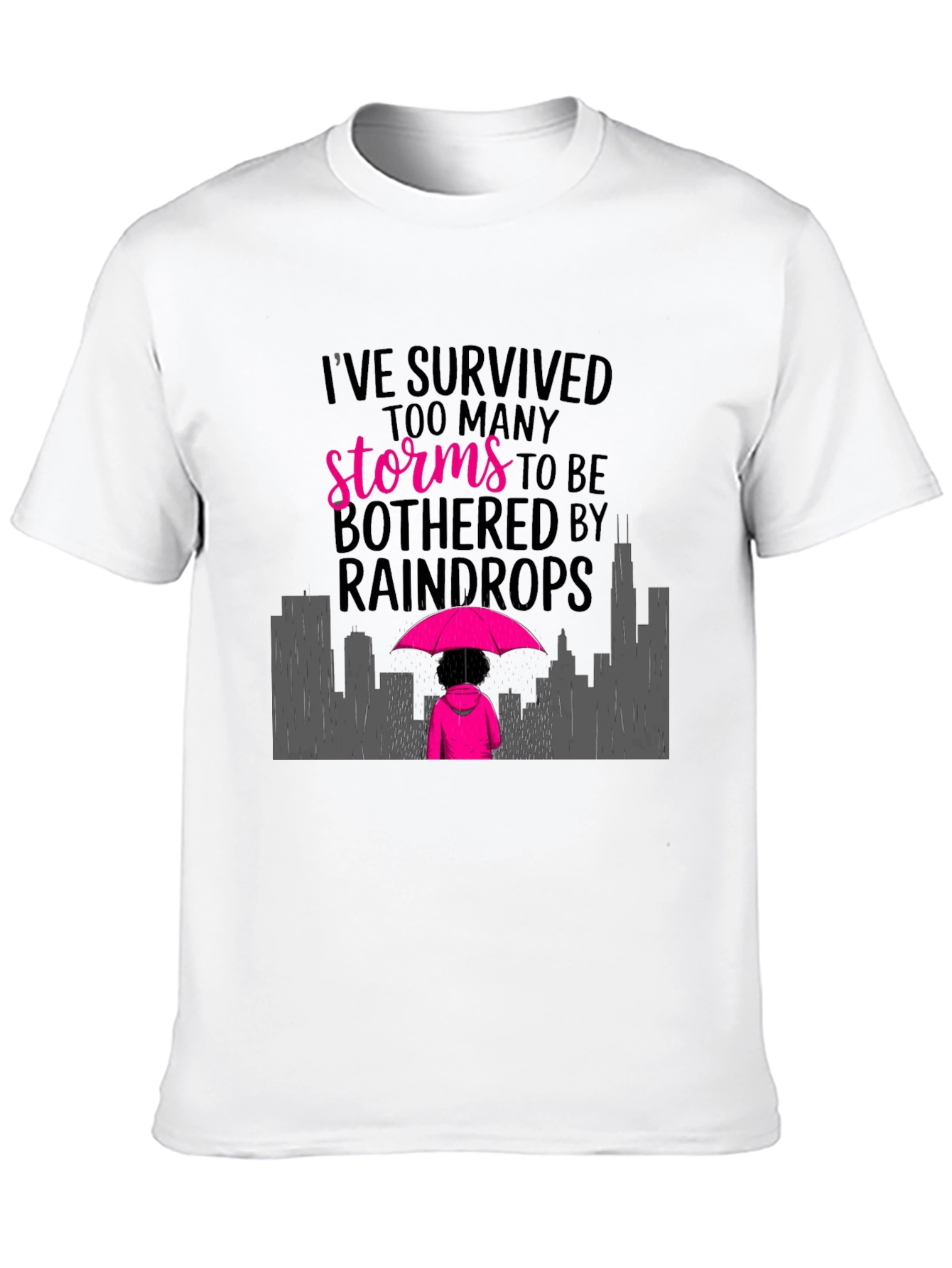 Survivor Graphic Tee: Storms & Raindrops Design
