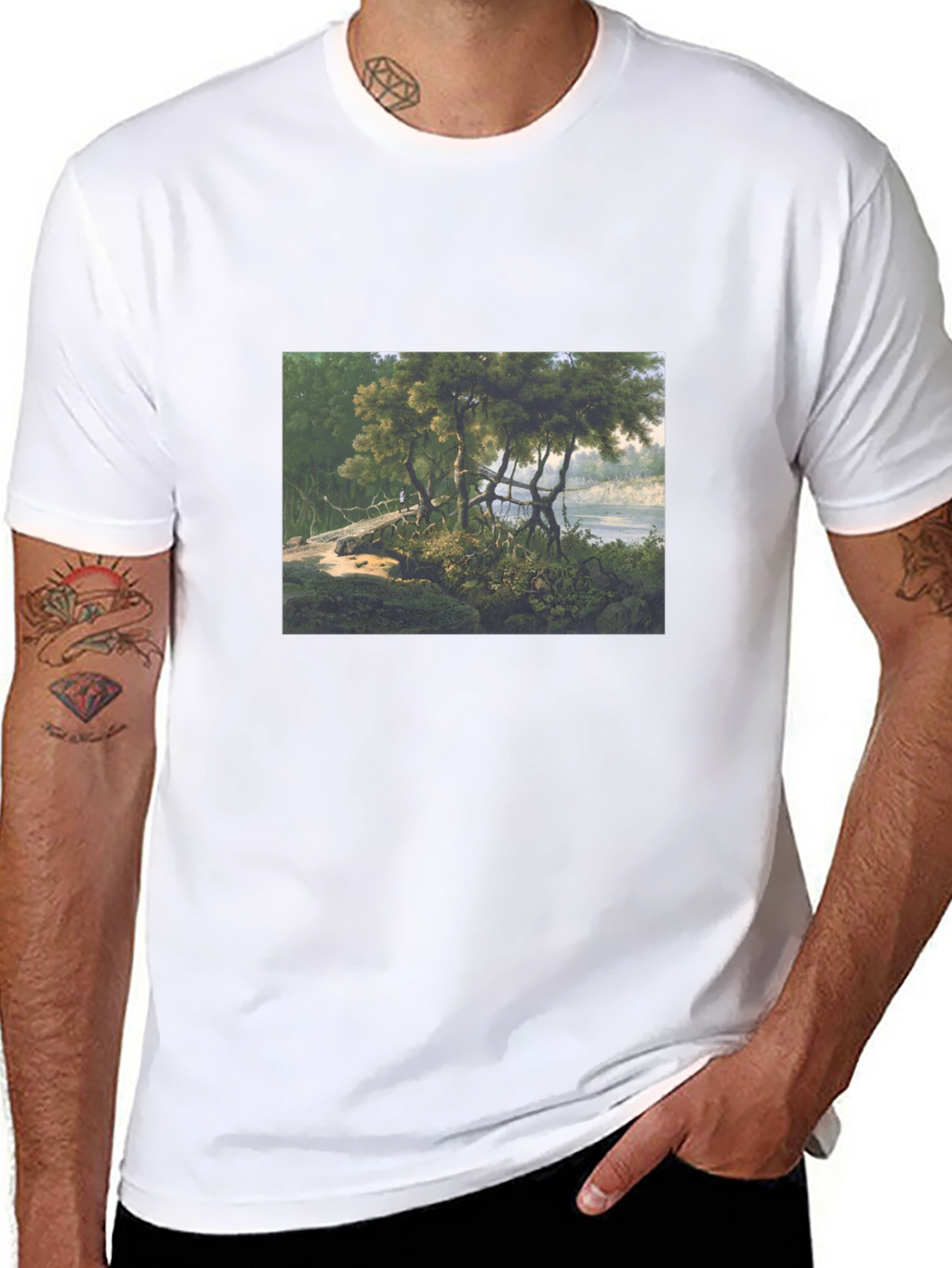 Nature Scene Black T-Shirt