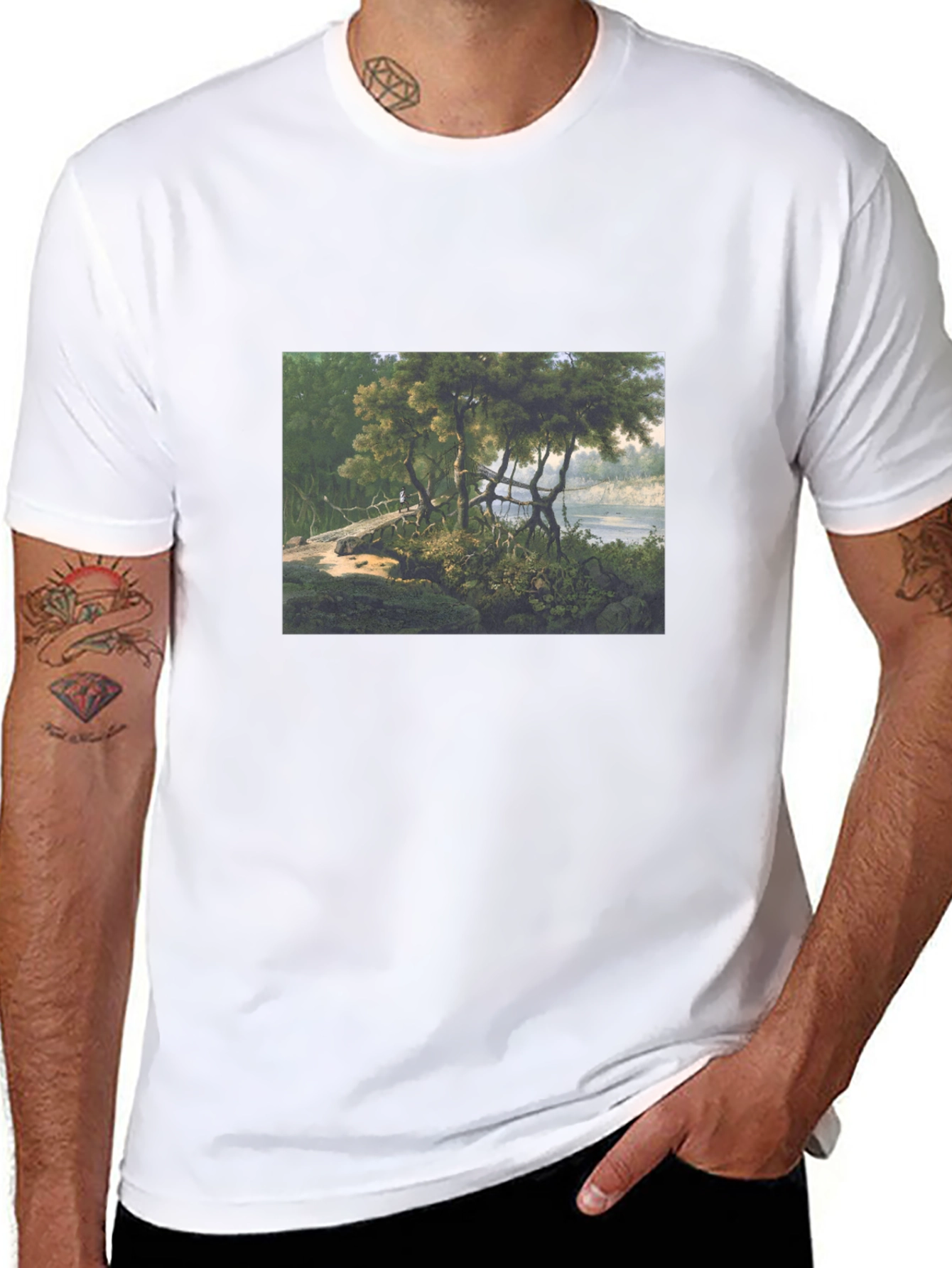 Nature Scene Black T-Shirt