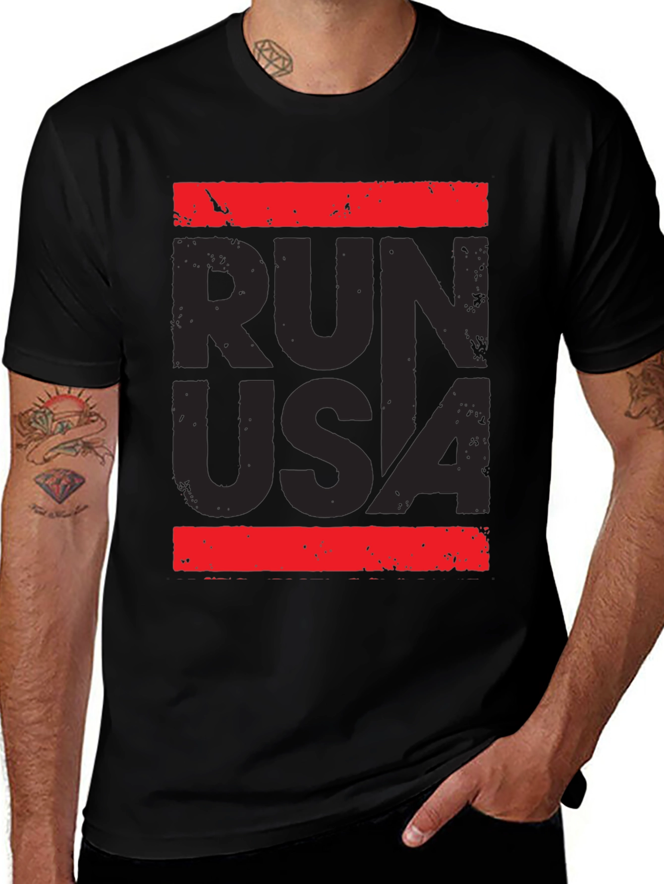 Run USA Graphic Print T-Shirt
