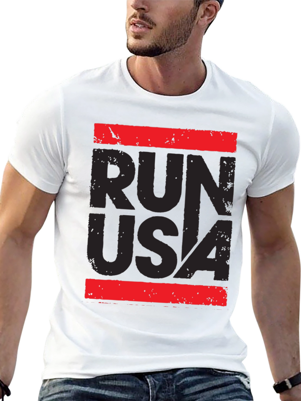 Run USA Graphic Print T-Shirt