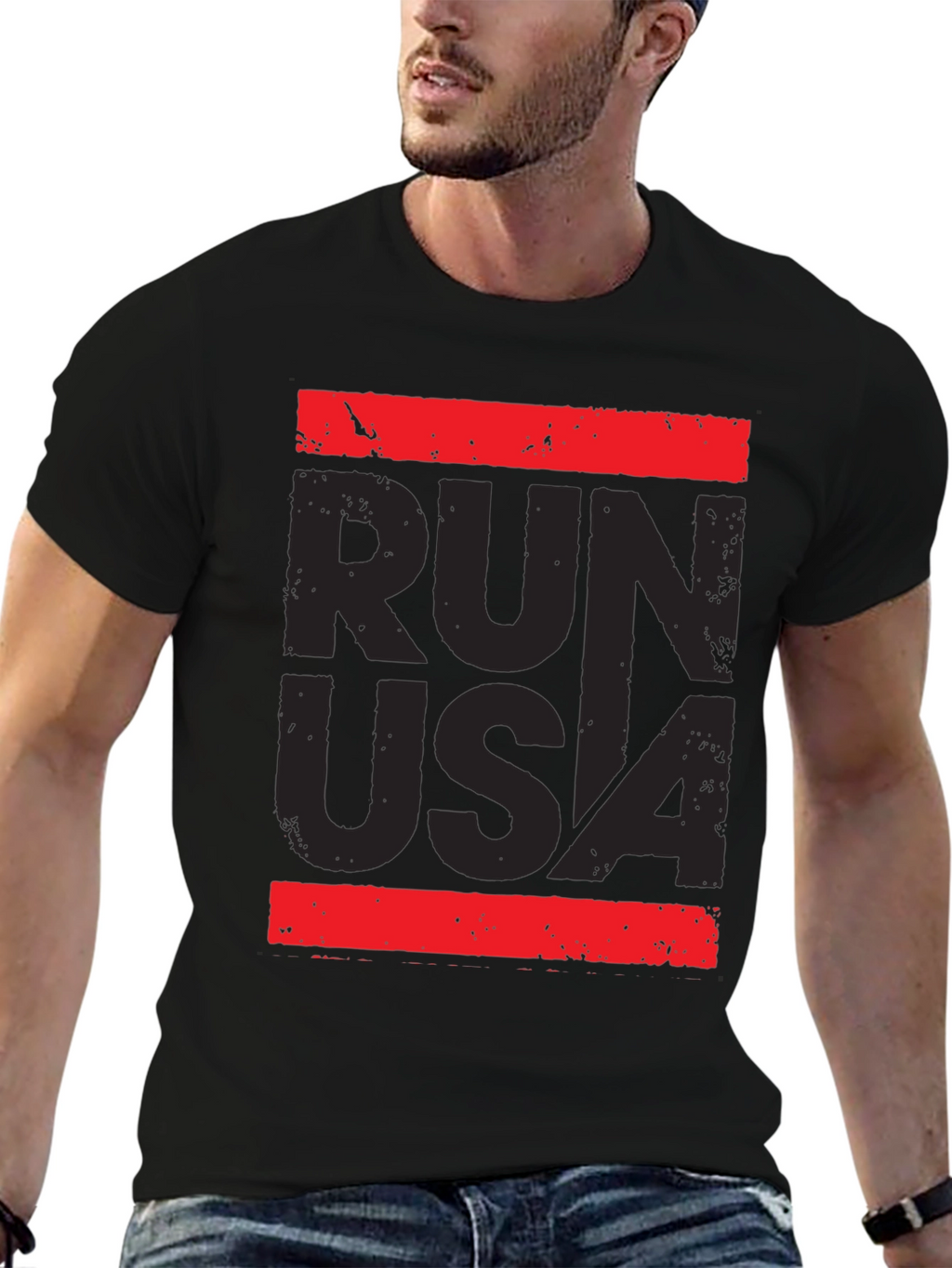 Run USA Graphic Print T-Shirt