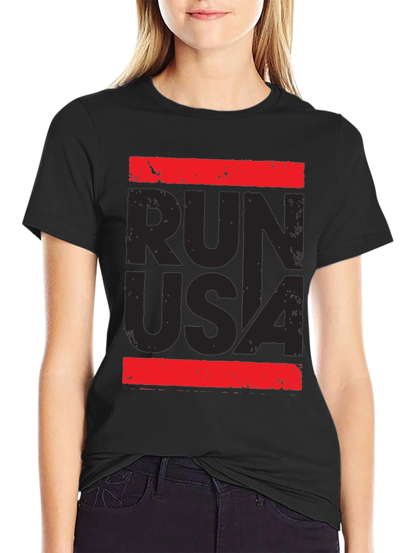 Run USA Graphic Print T-Shirt