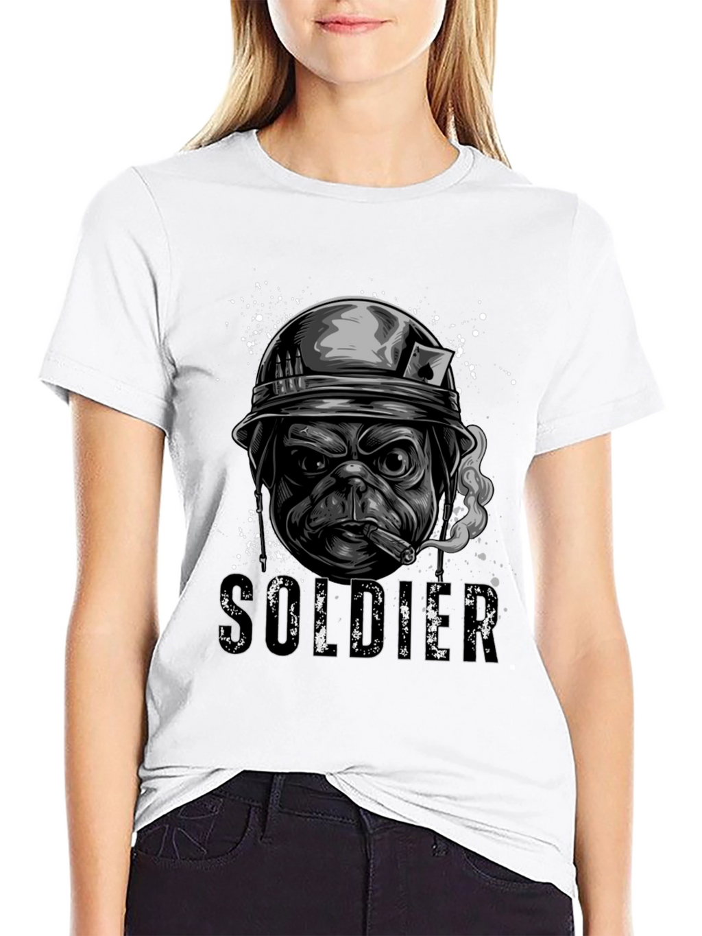 Pug Soldier Graphic Tee - Military Style