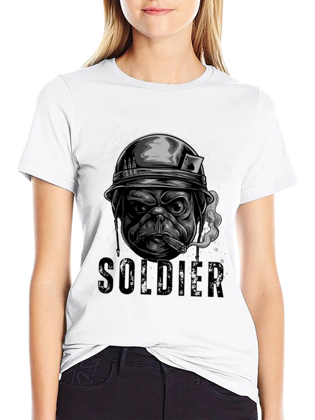 Pug Soldier Graphic Tee - Military Style