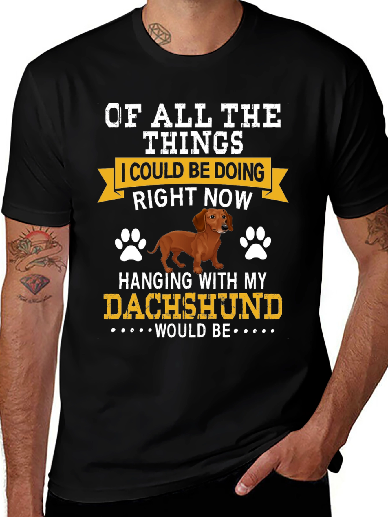Dachshund Lover T-Shirt - Hanging with My Dog