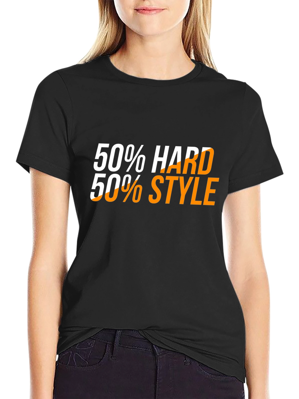50% Hard 50% Style Black Graphic Tee