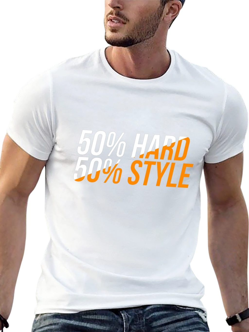 50% Hard 50% Style Black Graphic Tee