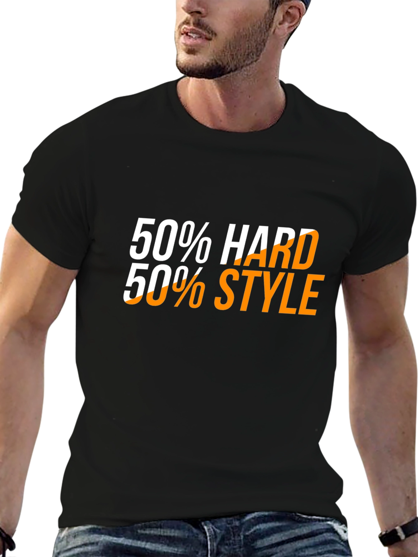 50% Hard 50% Style Black Graphic Tee