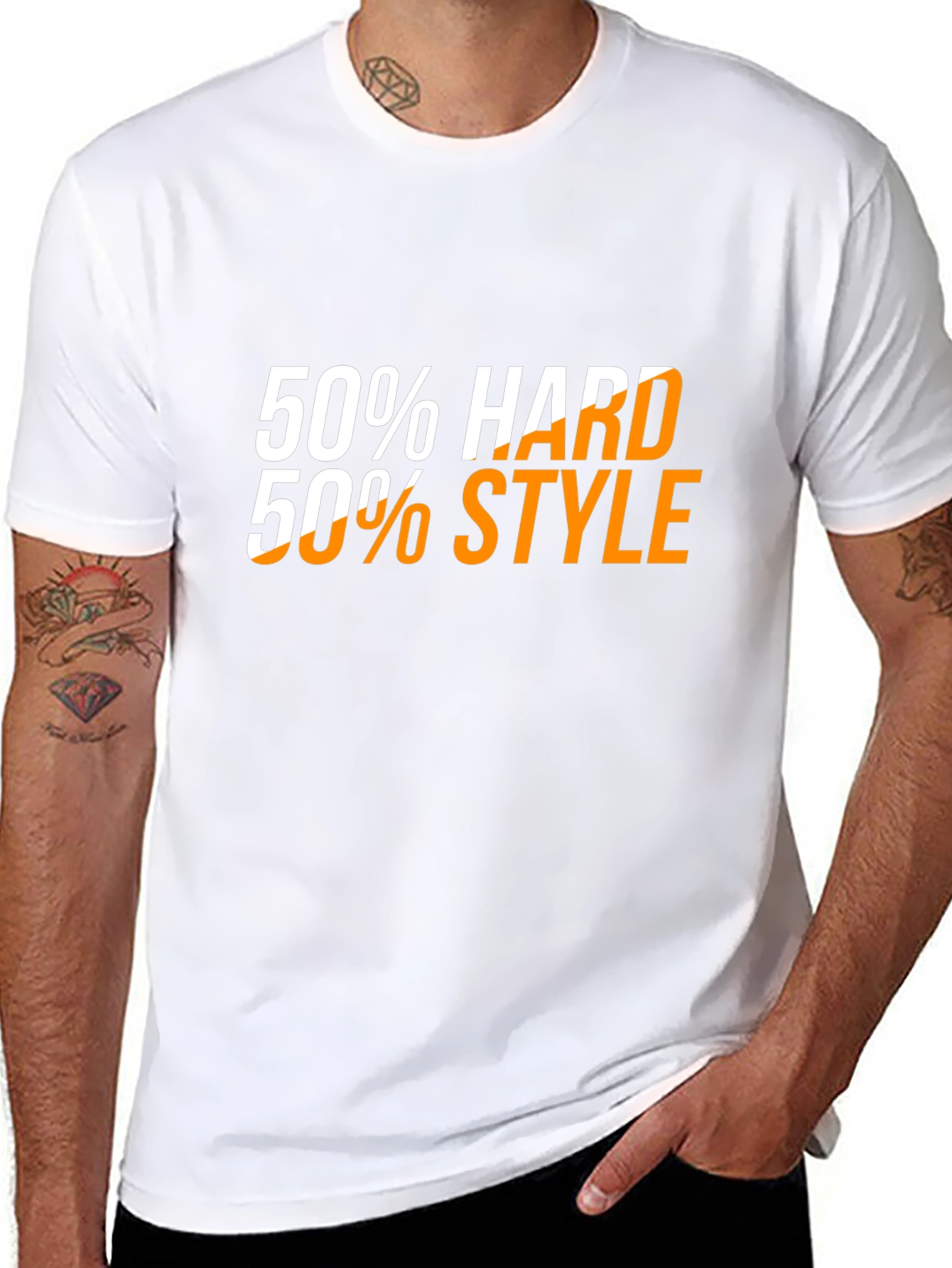 50% Hard 50% Style Black Graphic Tee
