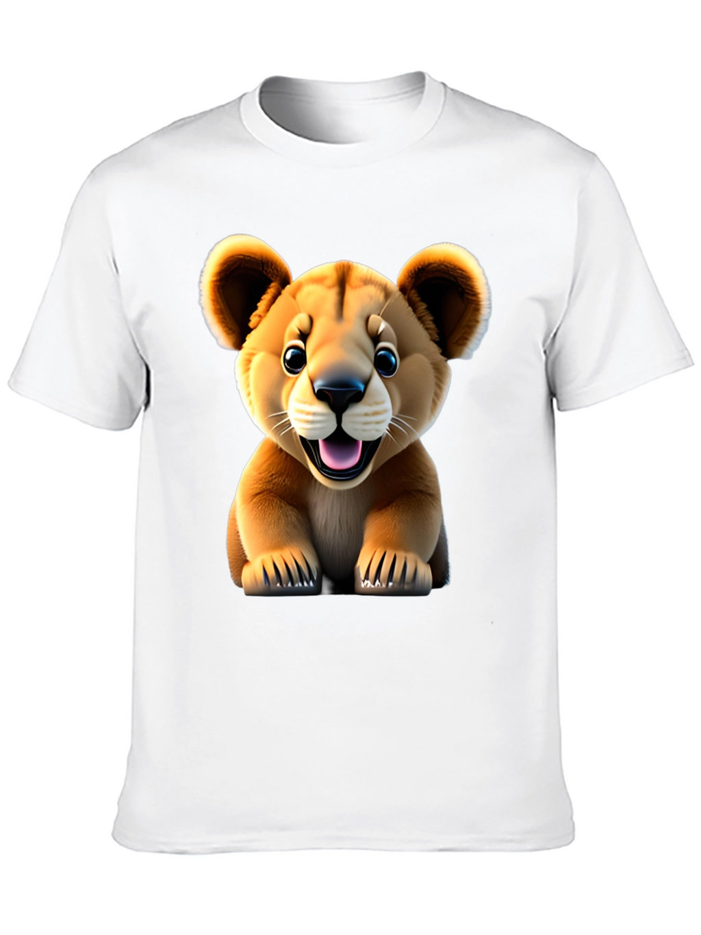 Cute Lion Cub Graphic Tee - Black Unisex Shirt