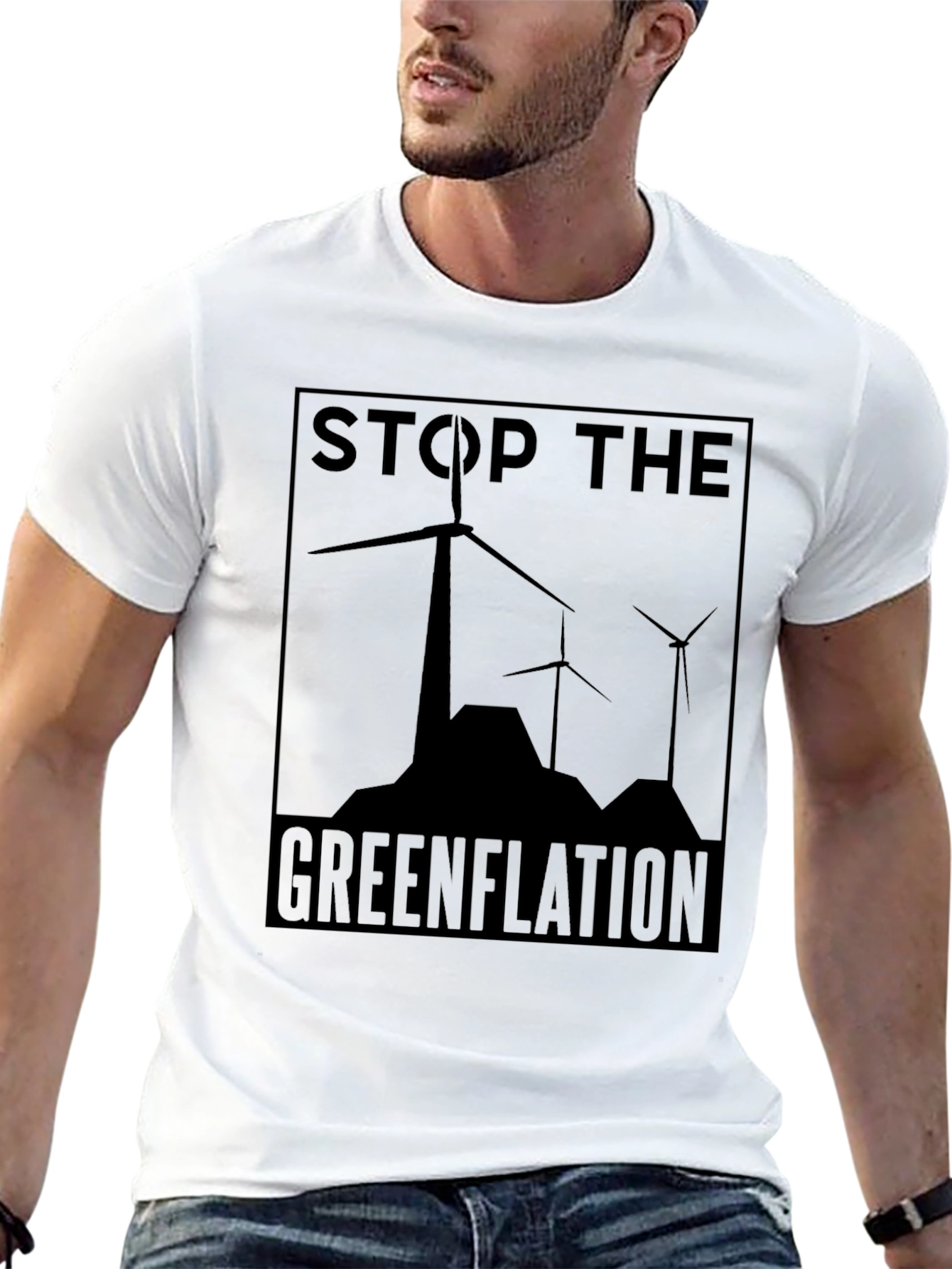 Stop Greenflation Wind Turbine Graphic Tee