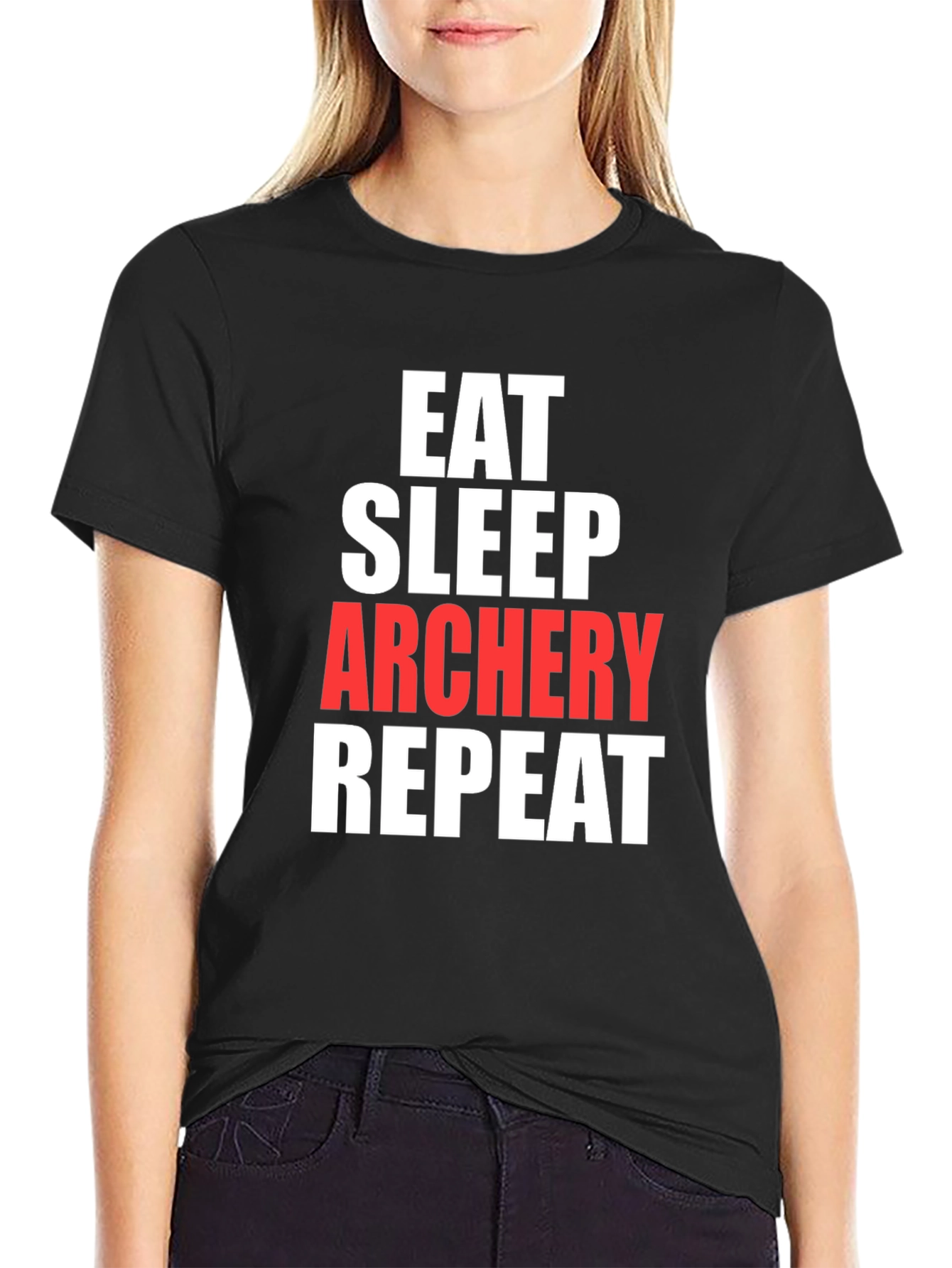 Eat Sleep Archery Repeat Graphic Tee - Black