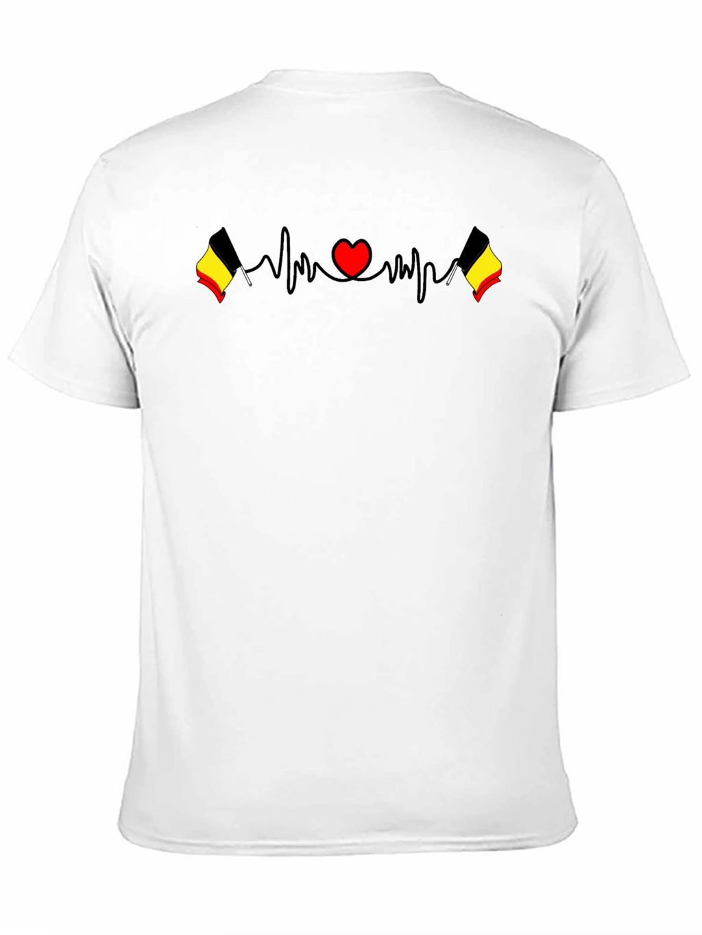 Belgium Flag Heartbeat Black T-Shirt