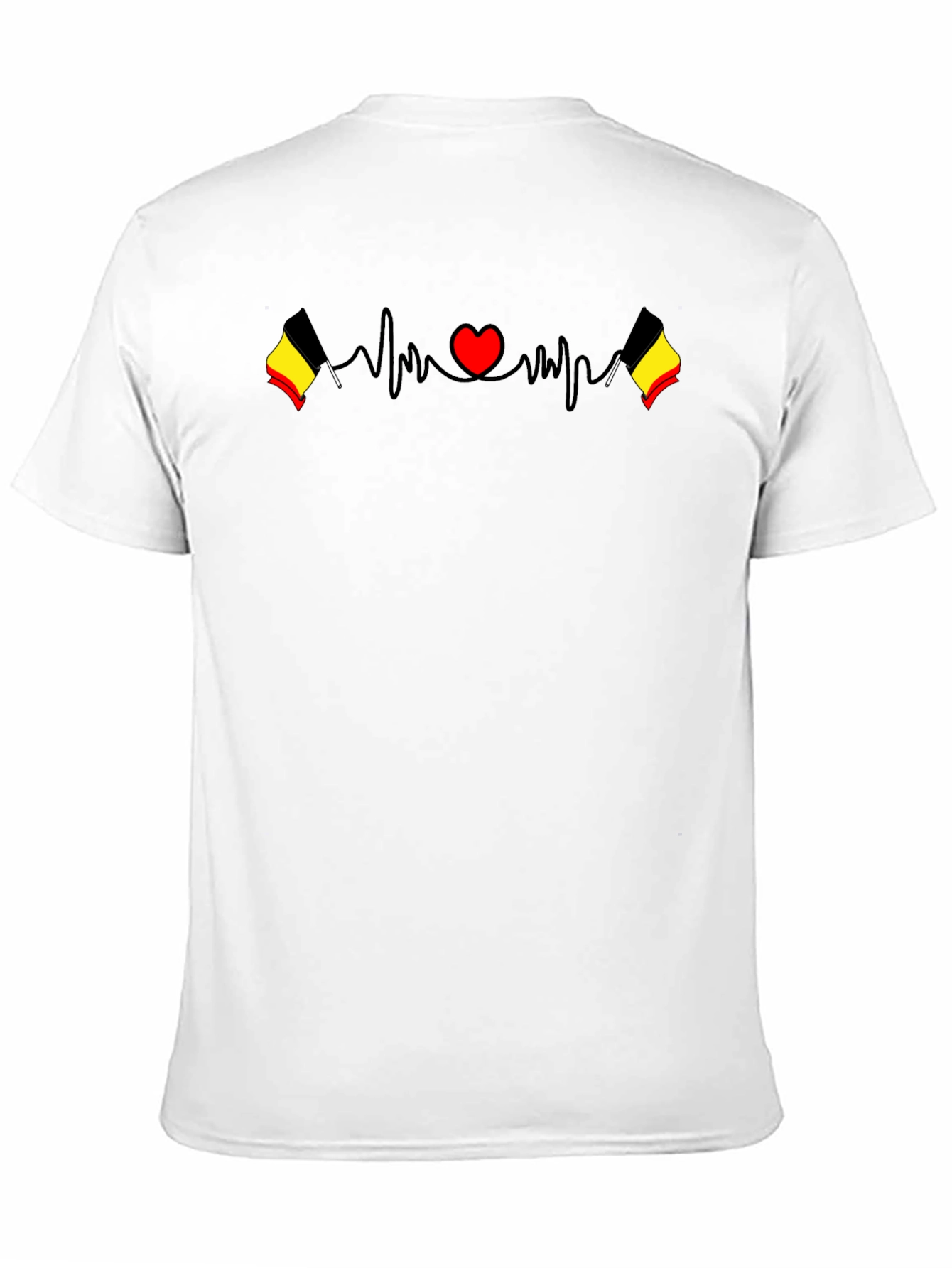 Belgium Flag Heartbeat Black T-Shirt