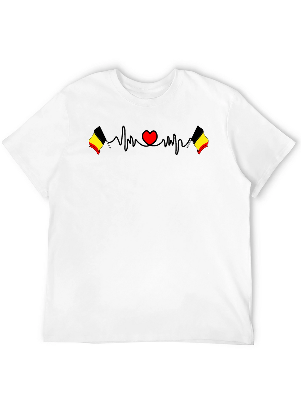 Belgium Flag Heartbeat Black T-Shirt