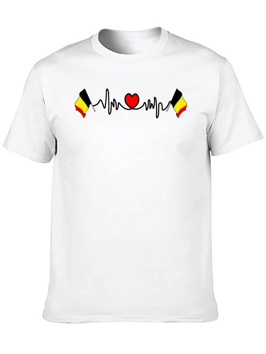Belgium Flag Heartbeat Black T-Shirt