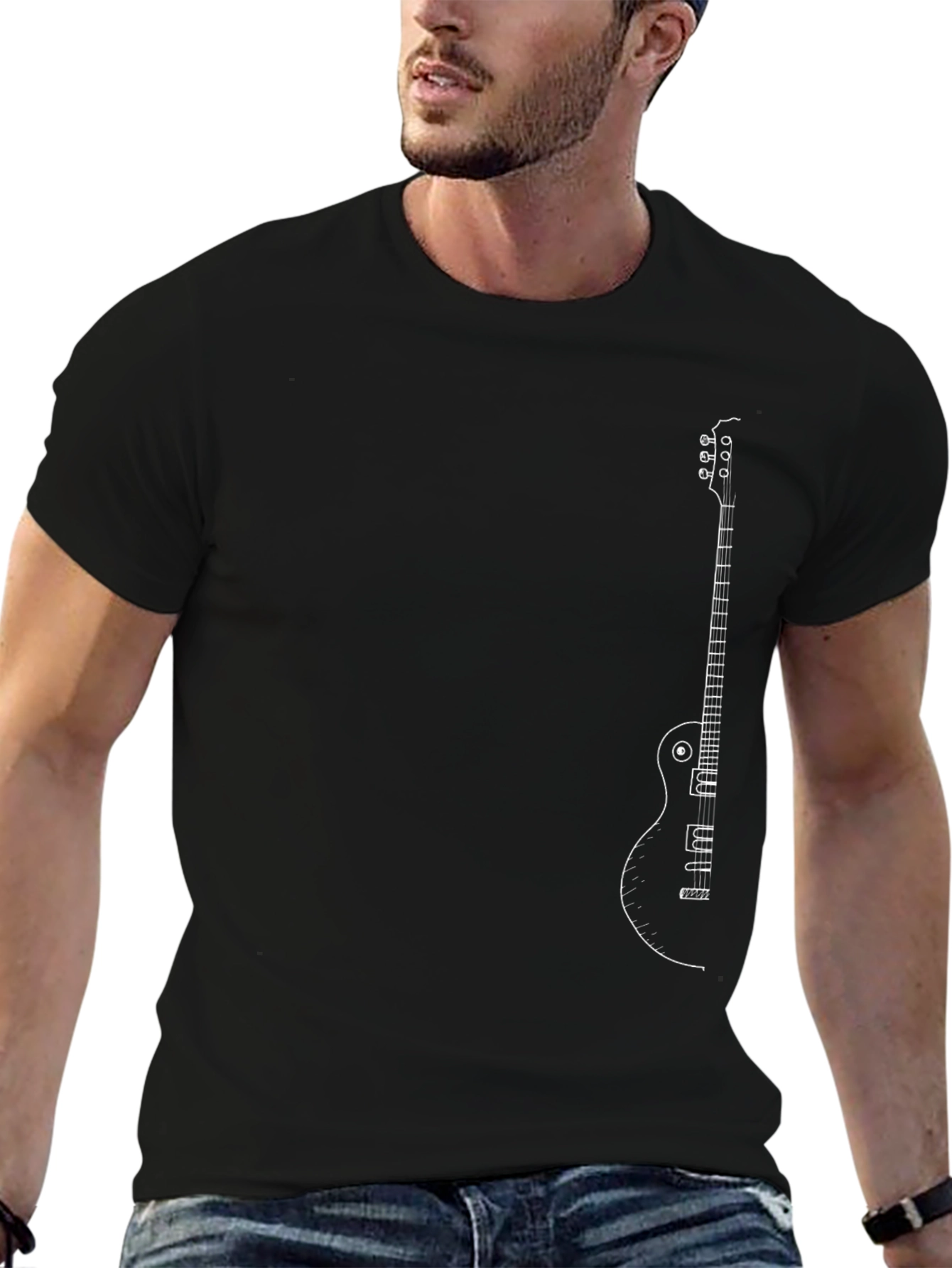 Guitar Graphic Black T-Shirt - Musician Style