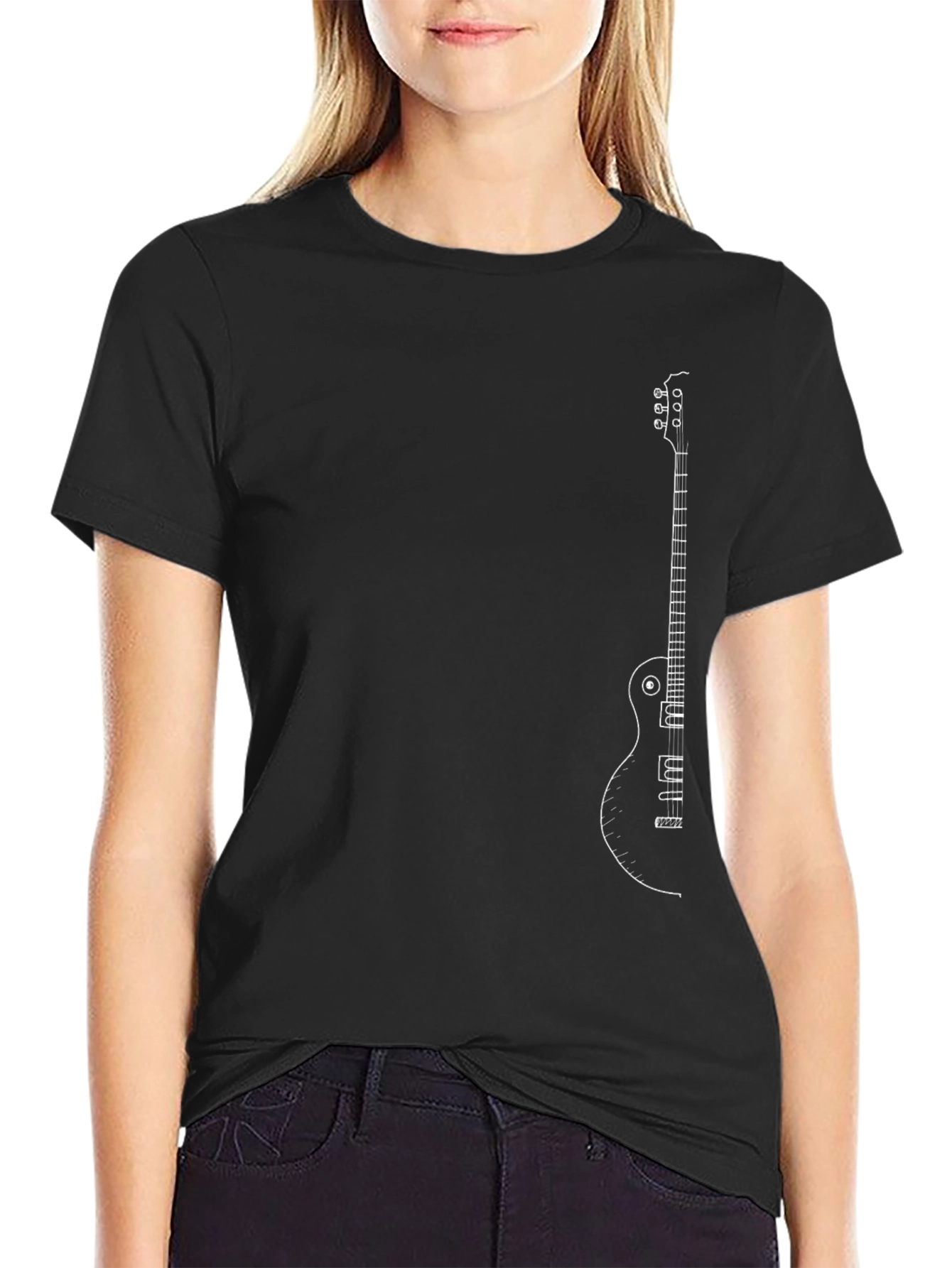 Guitar Graphic Black T-Shirt - Musician Style
