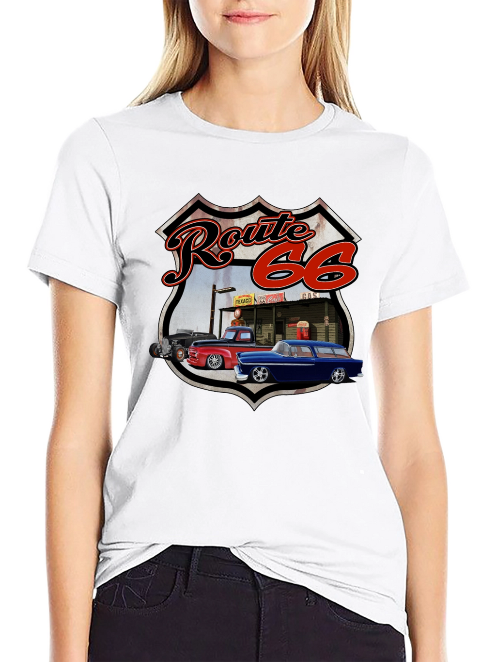 Route 66 Graphic Tee - Classic Car Design
