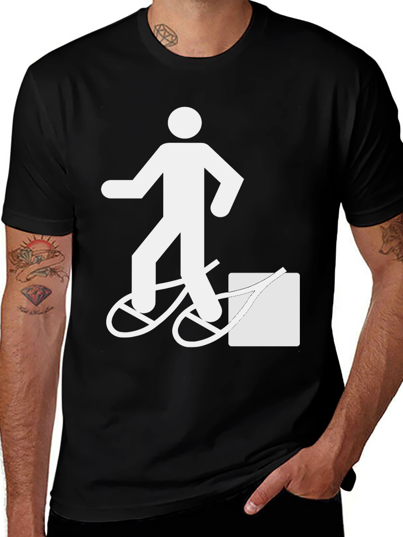 Funny T-Shirt: Man Walking Bike Fail Graphic Tee