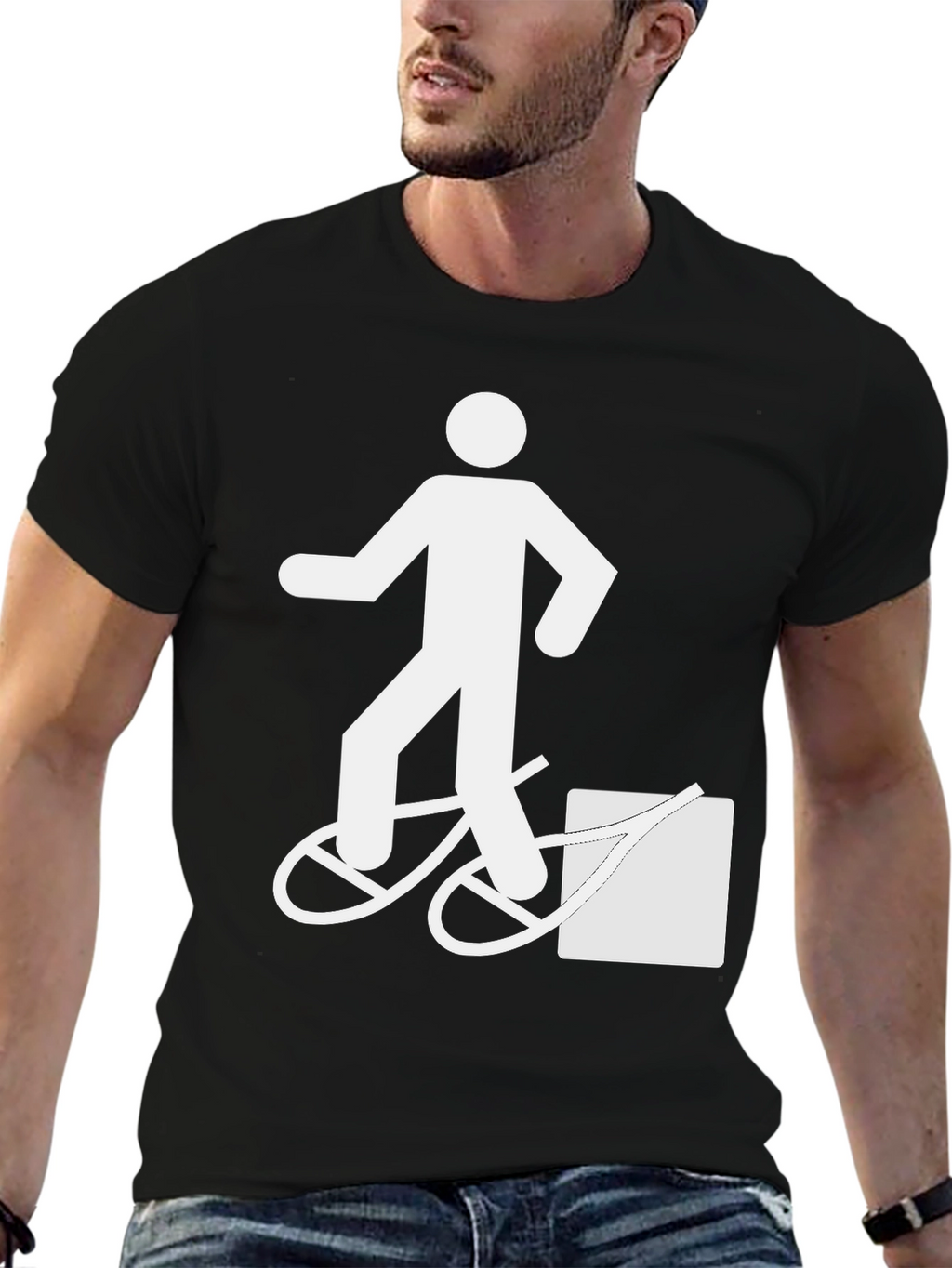 Funny T-Shirt: Man Walking Bike Fail Graphic Tee