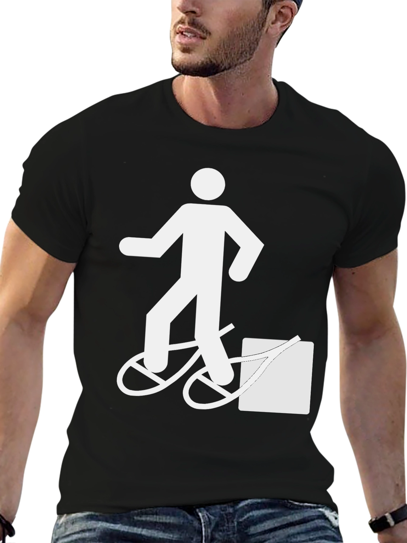 Funny T-Shirt: Man Walking Bike Fail Graphic Tee