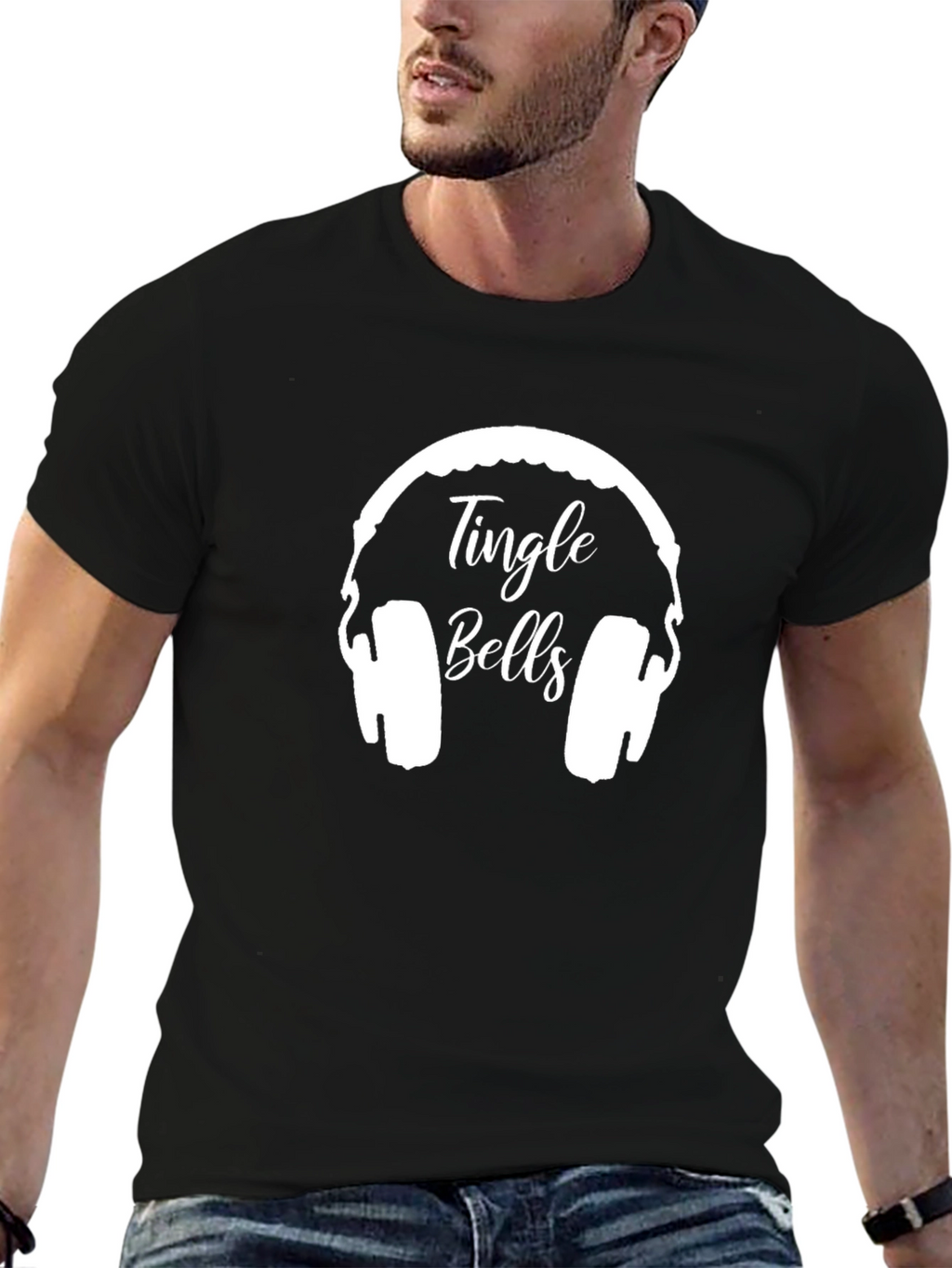Tingle Bells Headphones Graphic Tee - Holiday Apparel
