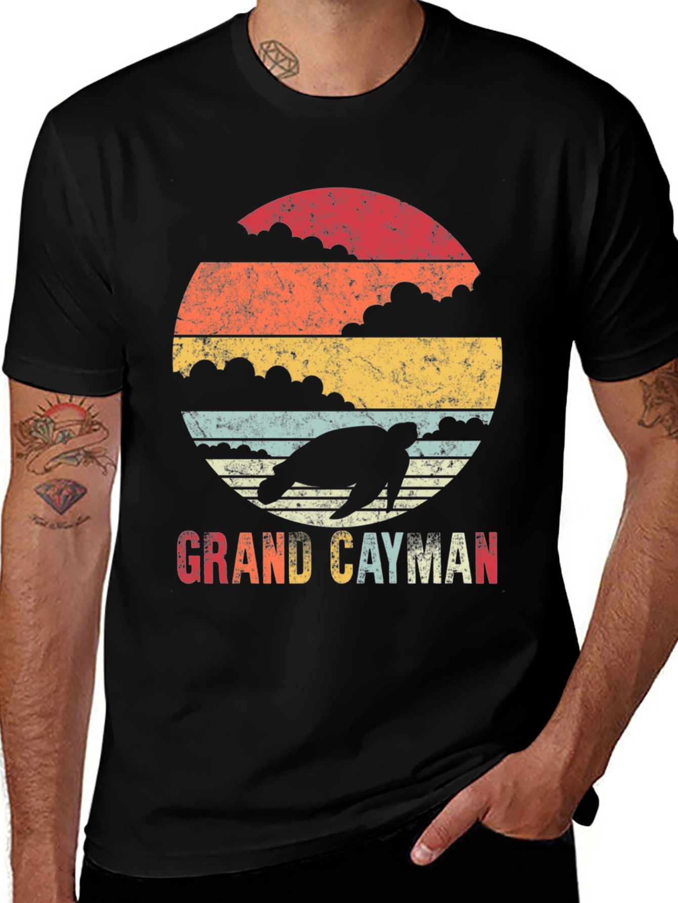 Grand Cayman Turtle Retro Graphic Tee