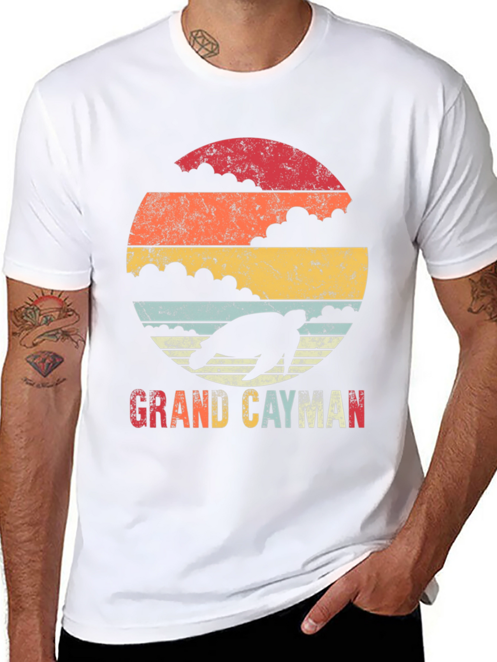 Grand Cayman Turtle Retro Graphic Tee